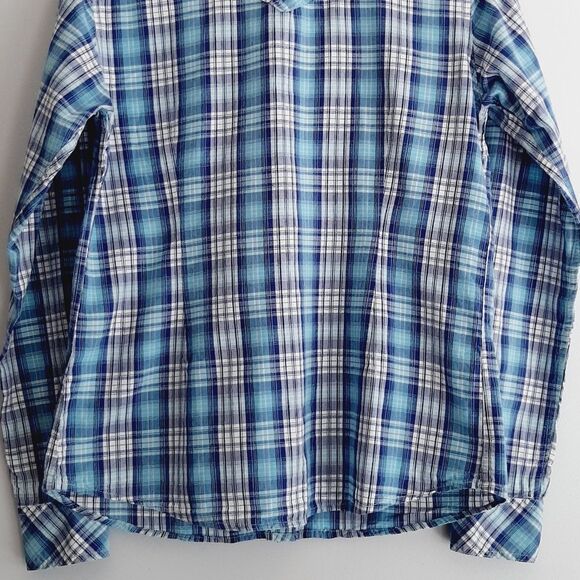 PANHANDLE | Embroidery Pearl Snap Button Down Western Shirt Blue Plaid L Flawed - Picture 12 of 16